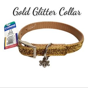 NWT Gold Glitter Dog Collar With Snowflake Charm